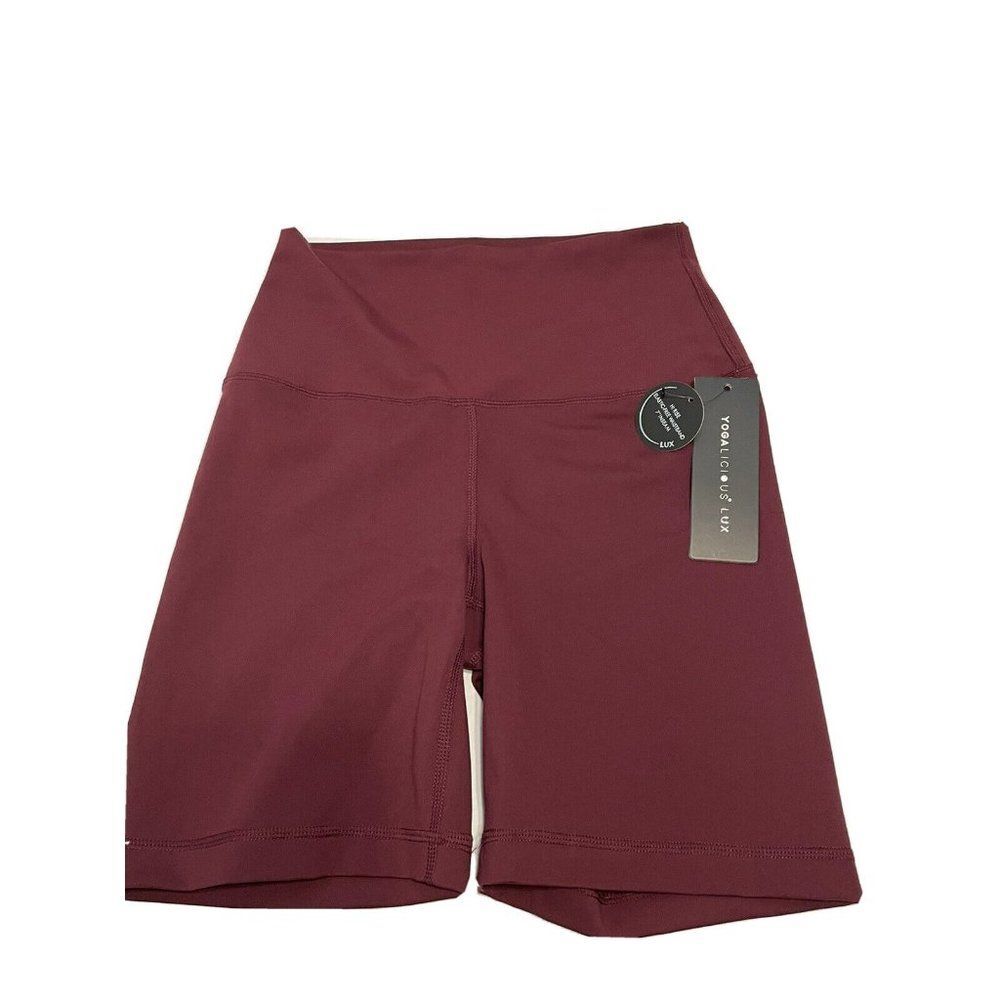 NWT Yogalicious Hi Rise High Waist Legging Shorts womens medium Spiced Apple $48